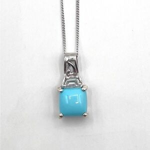 Sterling Silver and Turquoise Blue Pendant Necklace
